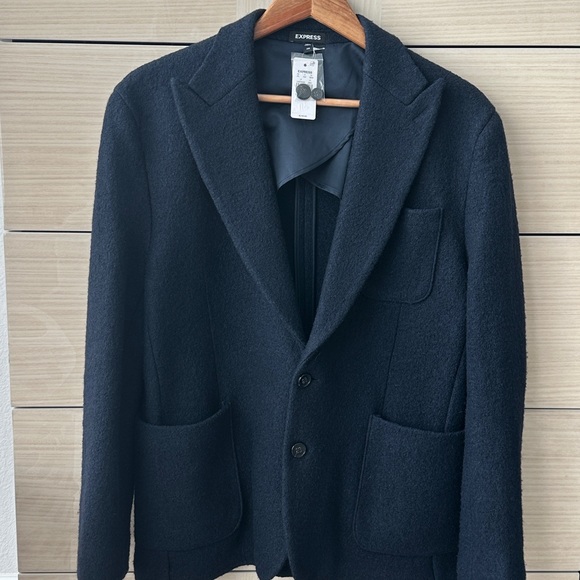 Express Other - Men’s EXPRESS Slim Navy Textured Boucle Wool-Blend Blazer size 40s Slim